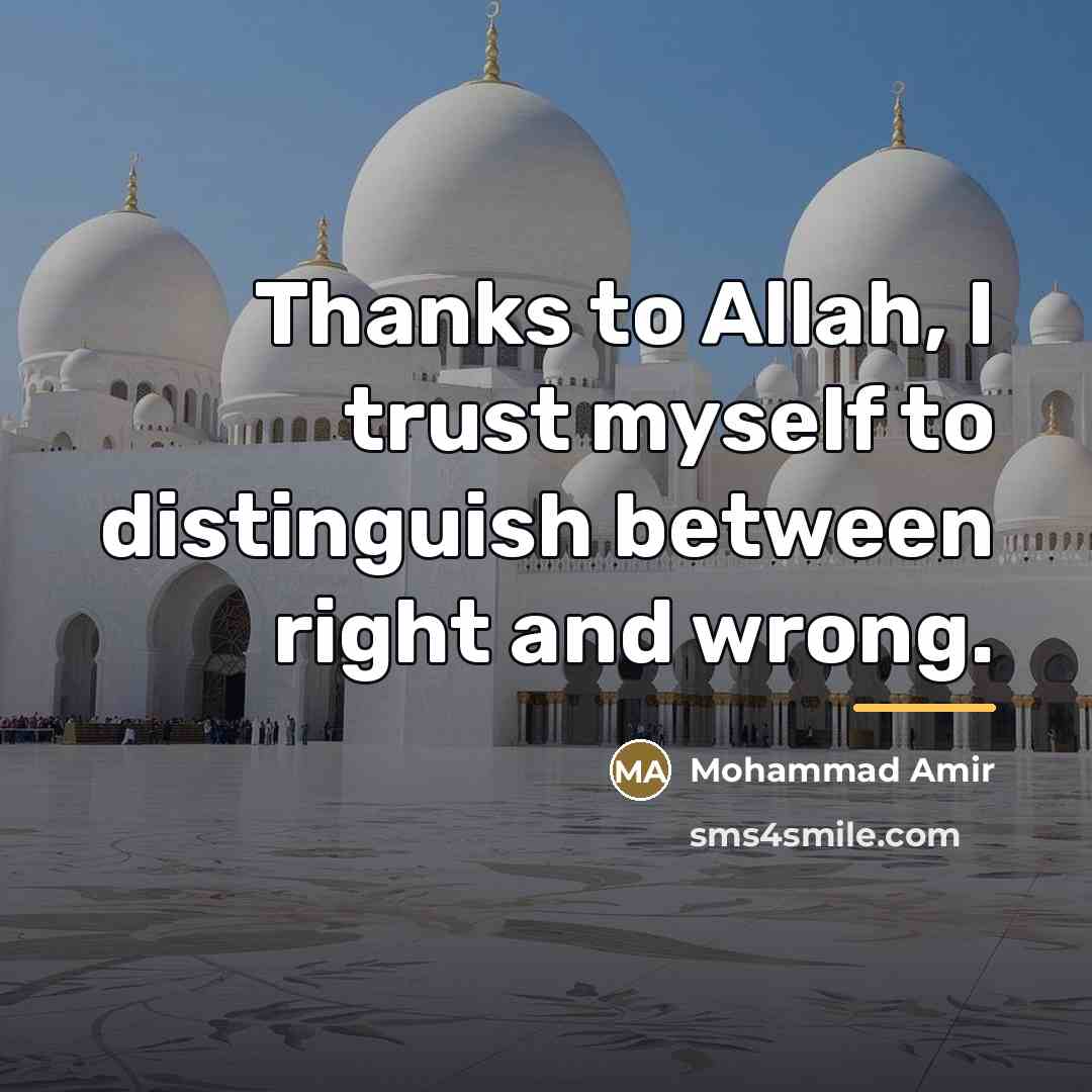 “Thanks to Allah, I trust myself to distinguish between right…” quote by Mohammad Amir