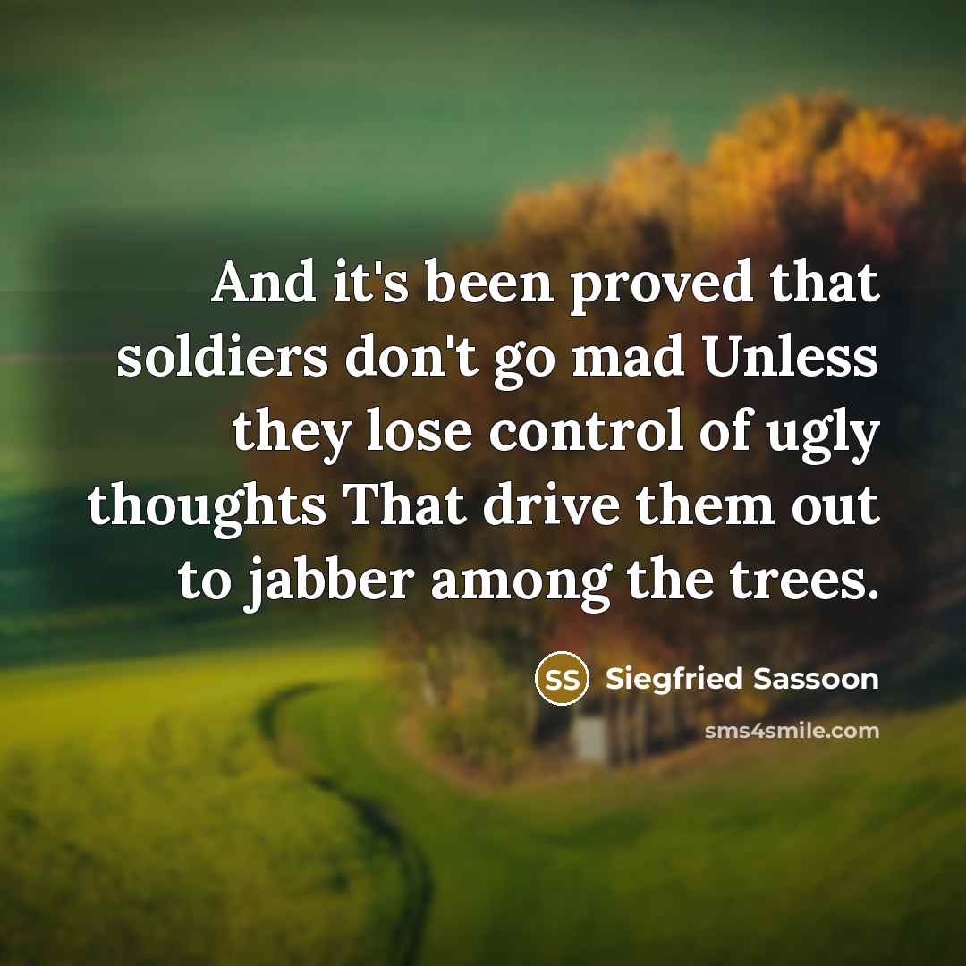 “And it's been proved that soldiers don't go mad Unless…” quote by Siegfried Sassoon