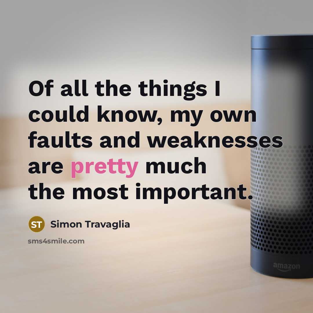 “Of all the things I could know, my own faults…” quote by Simon Travaglia