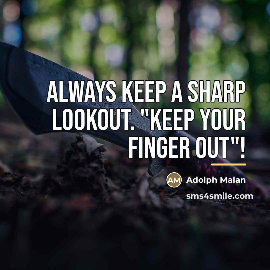 “Always keep a sharp lookout. "Keep your finger out"!…” quote by Adolph Malan