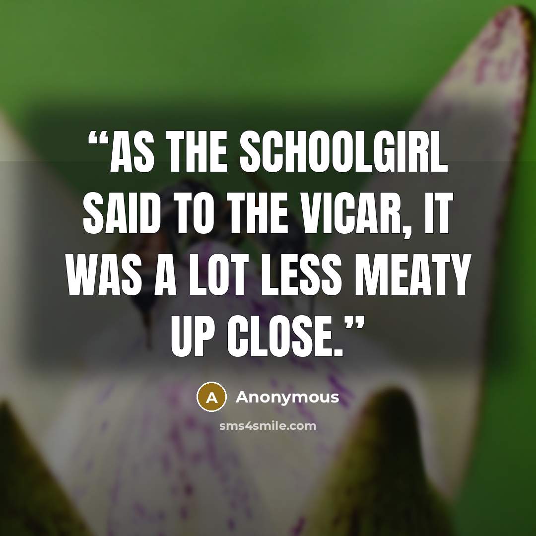 “As the schoolgirl said to the vicar, it was a lot less meaty up close.” quote by Anonymous