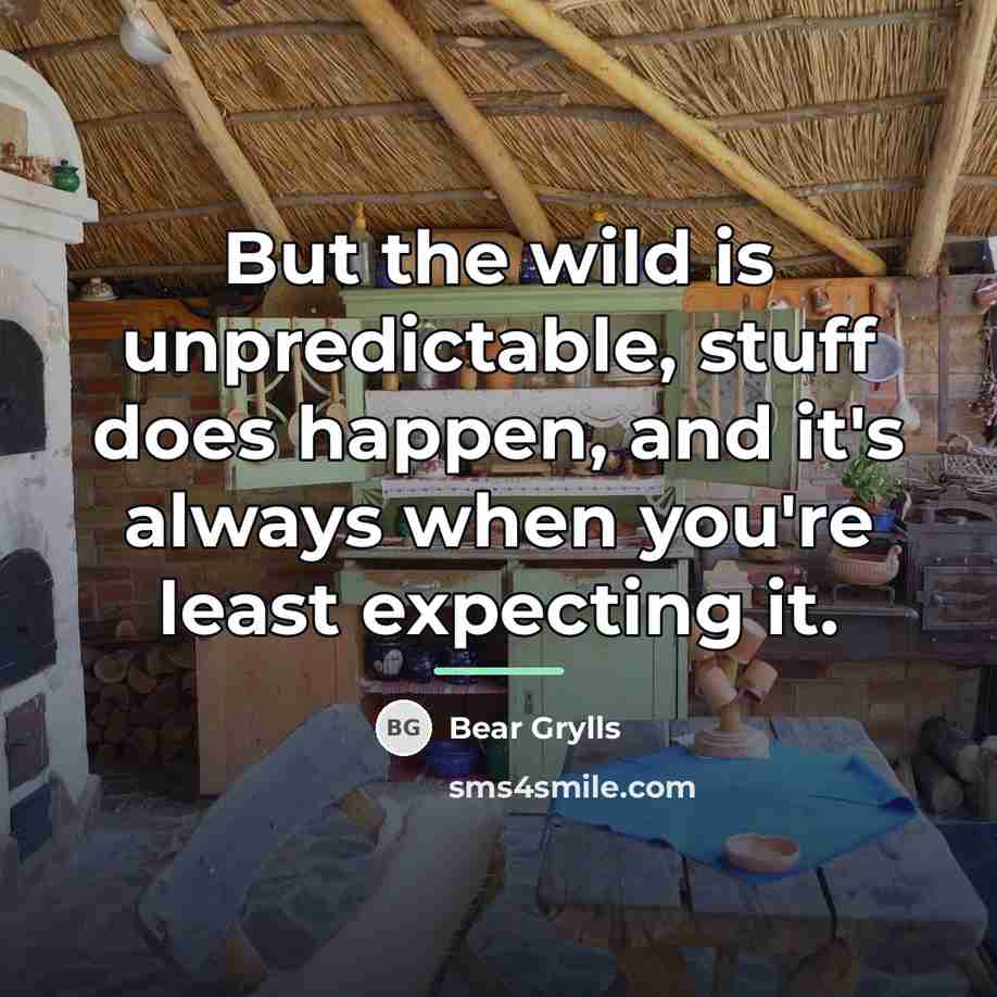 “But the wild is unpredictable, stuff does happen, and it's…” quote by Bear Grylls