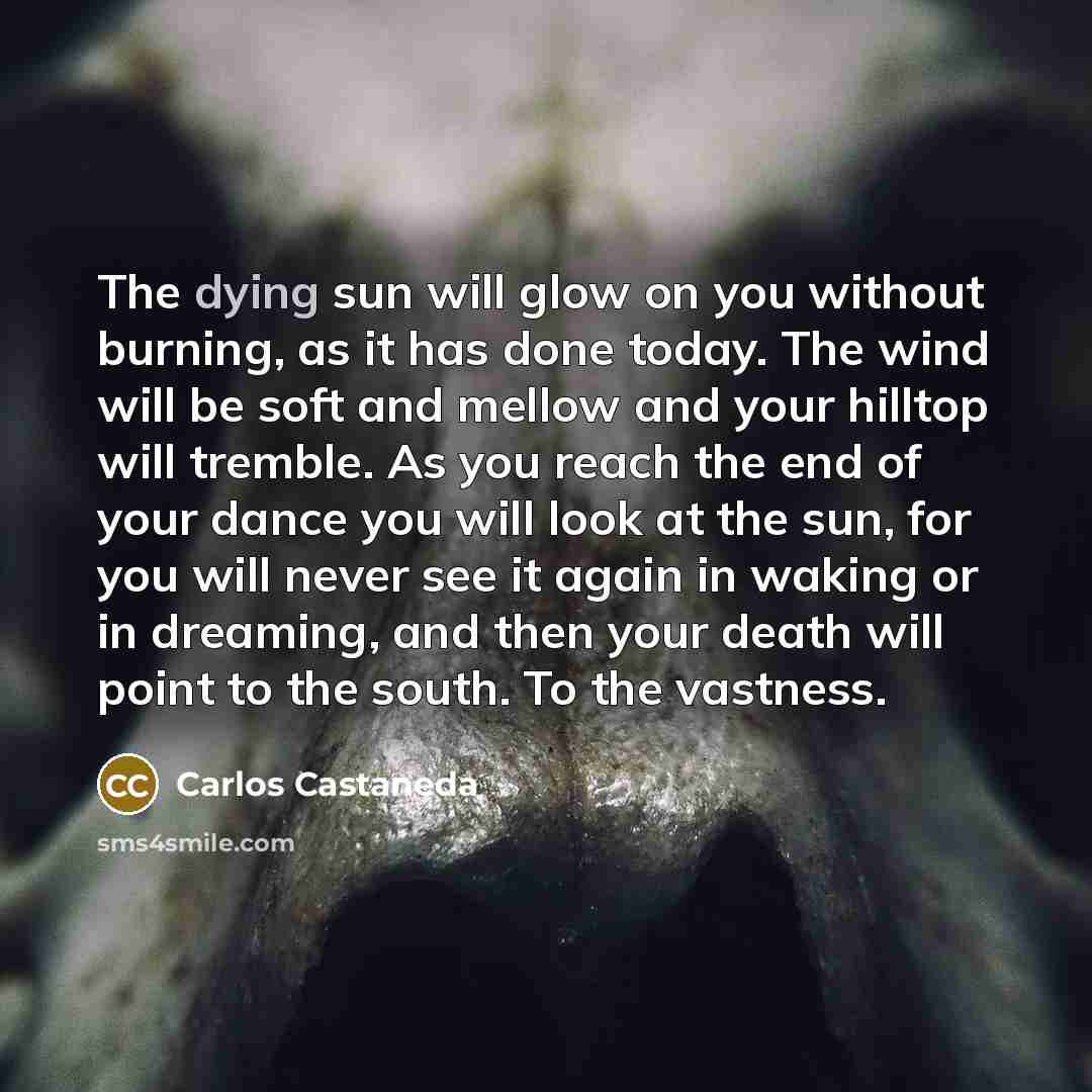 “The dying sun will glow on you without burning, as…” quote by Carlos Castaneda