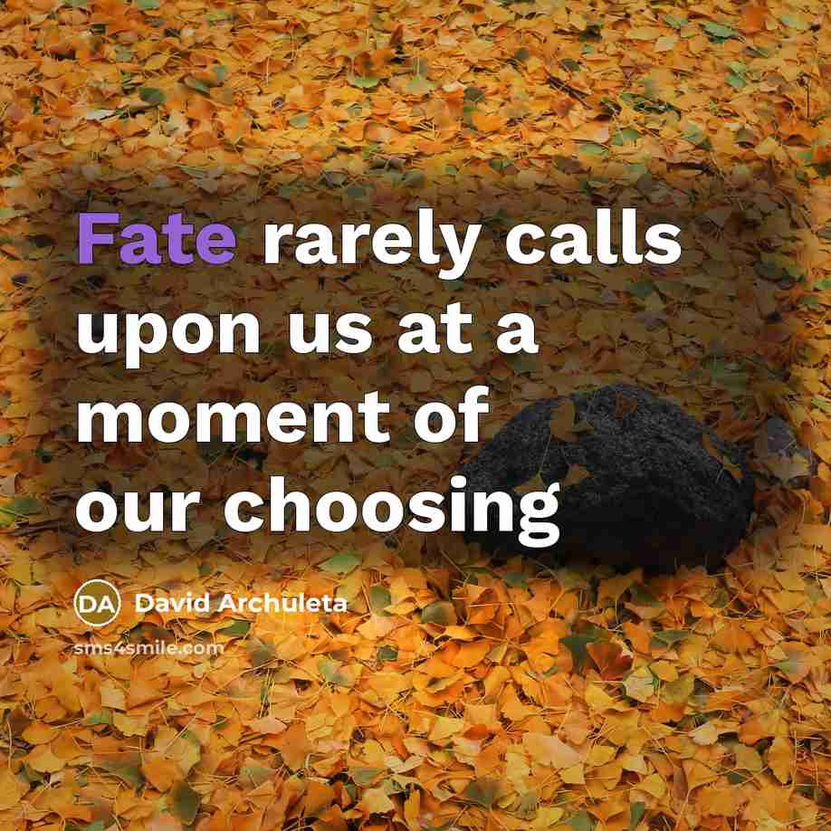 “Fate rarely calls upon us at a moment of our…” quote by David Archuleta