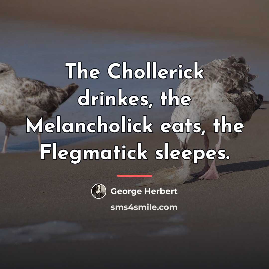 “The Chollerick drinkes, the Melancholick eats, the Flegmatick sleepes.…” quote by George Herbert