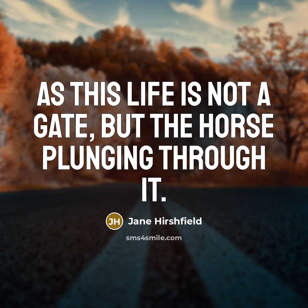 “As this life is not a gate, but the horse…” quote by Jane Hirshfield