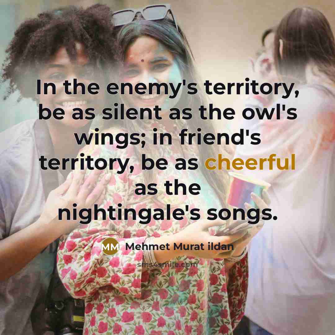 “In the enemy's territory, be as silent as the owl's…” quote by Mehmet Murat Ildan