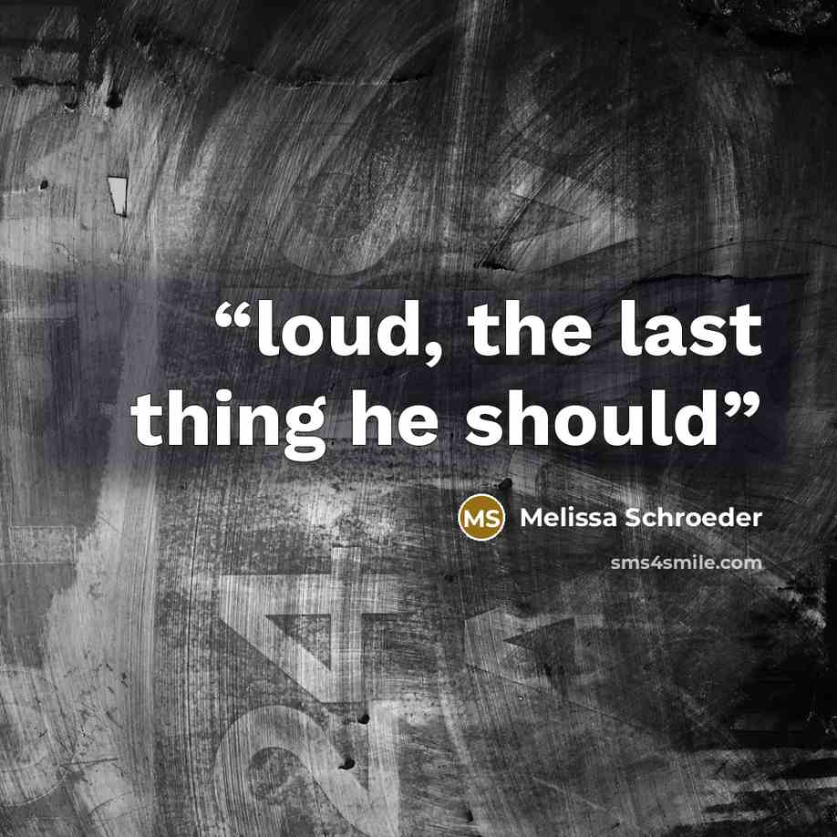 “loud, the last thing he should” quote by Melissa Schroeder