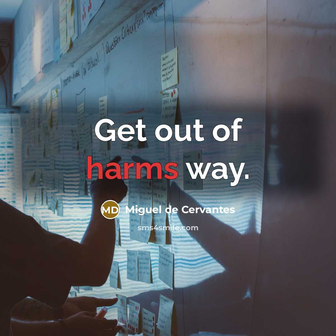 “Get out of harms way.…” quote by Miguel de Cervantes