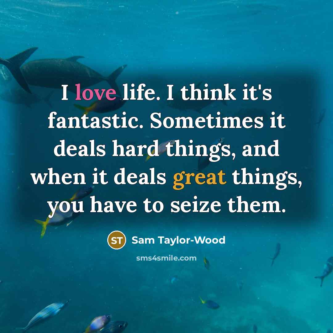 “I love life. I think it's fantastic. Sometimes it deals…” quote by Sam Taylor-Wood