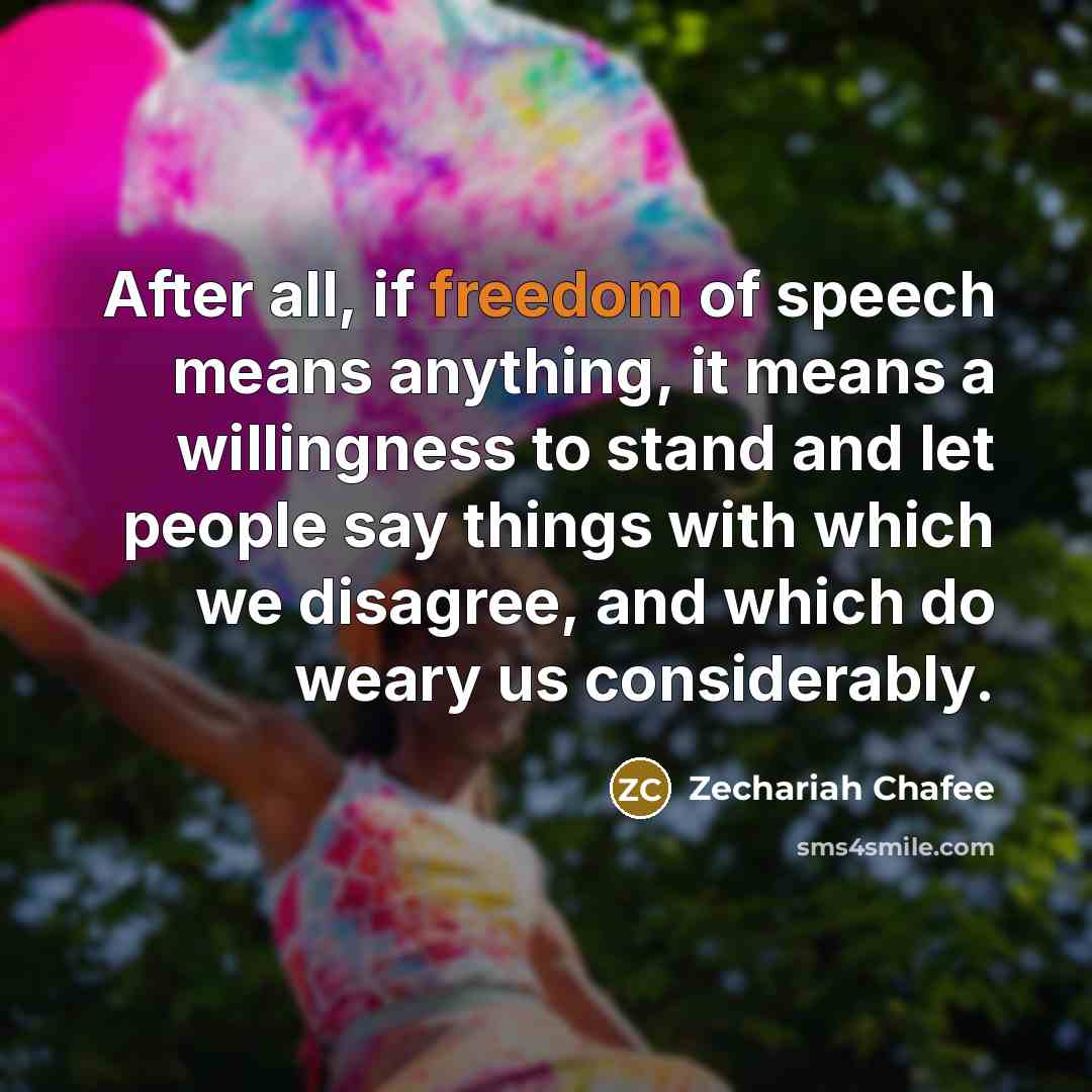 “After all, if freedom of speech means anything, it means…” quote by Zechariah Chafee