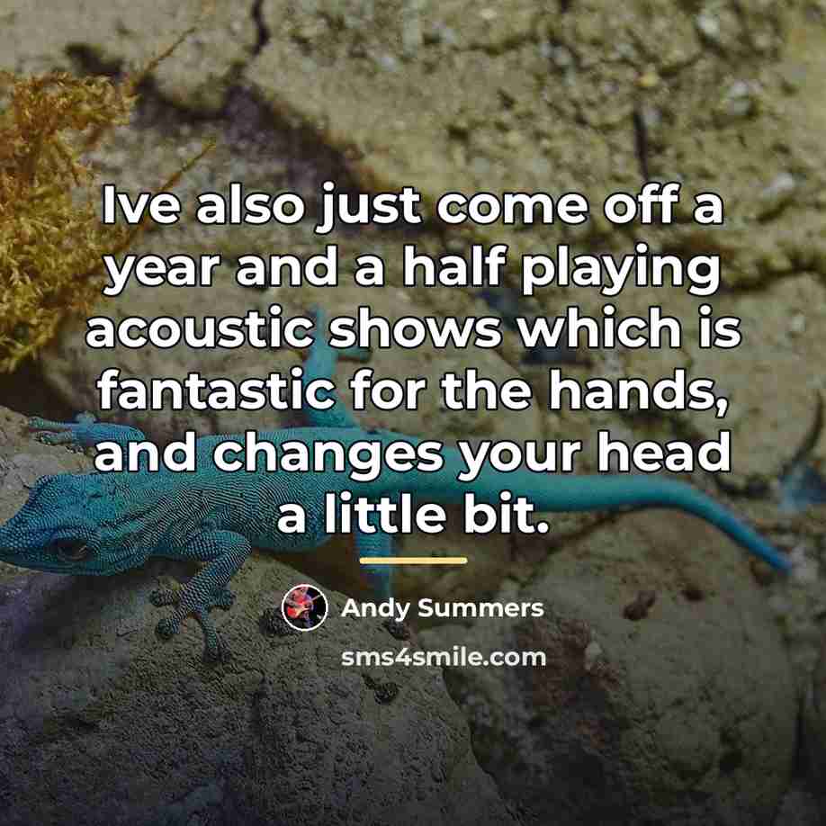 “Ive also just come off a year and a half…” quote by Andy Summers