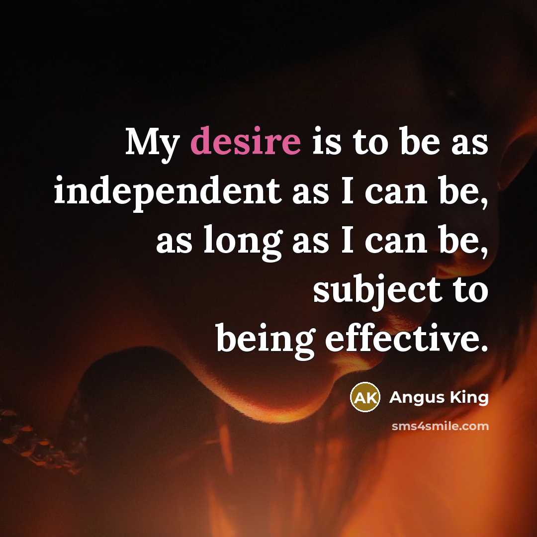 “My desire is to be as independent as I can…” quote by Angus King