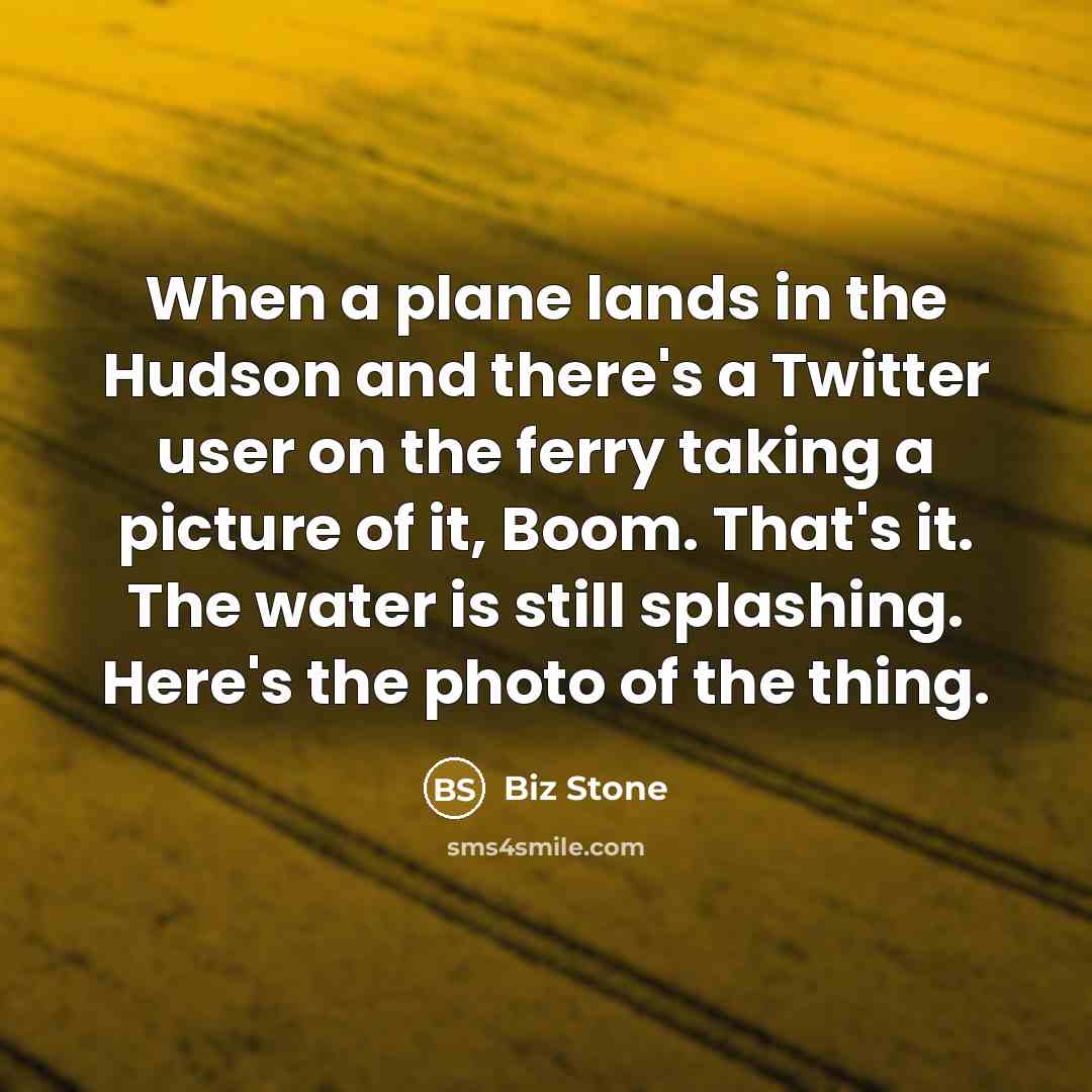 “When a plane lands in the Hudson and there's a…” quote by Biz Stone