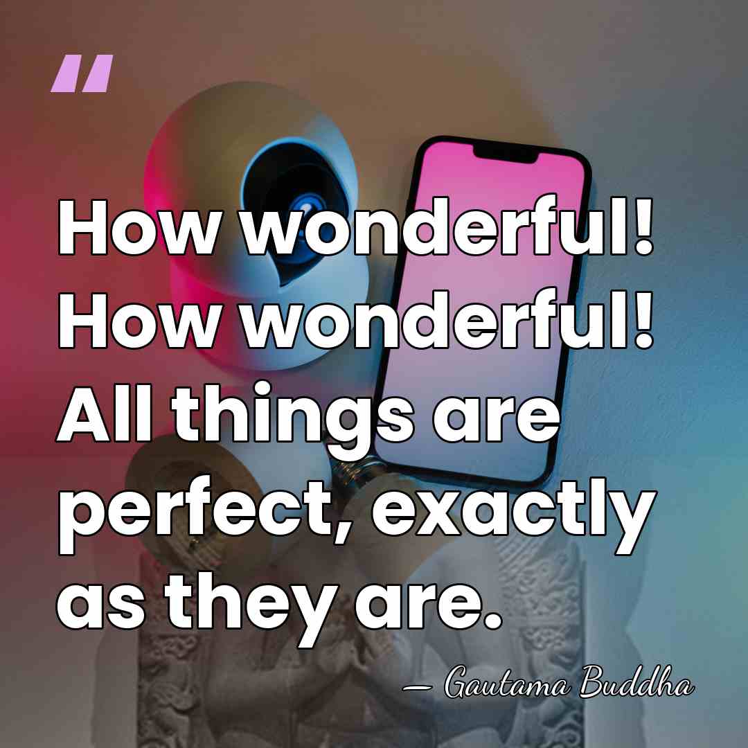 How wonderful! How wonderful! All things are perfect, exactly as they are. - Gautama Buddha