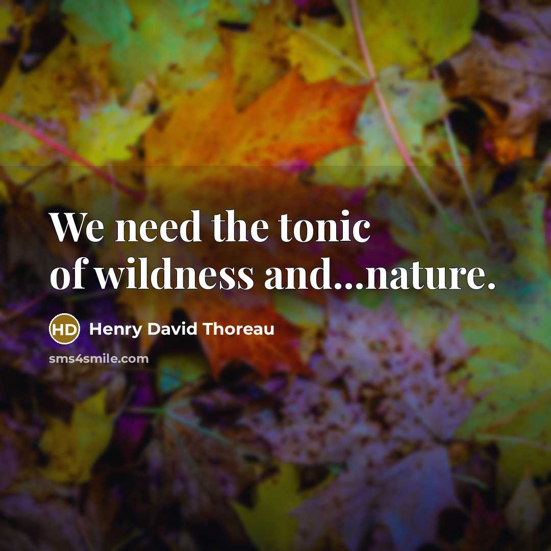 “We need the tonic of wildness and...nature.…” quote by Henry David Thoreau
