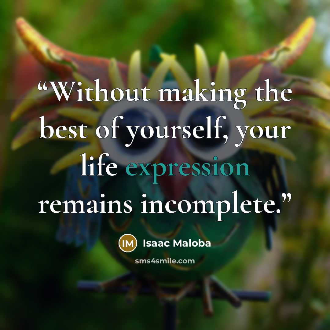 “Without making the best of yourself, your life expression remains incomplete.” quote by Isaac Maloba