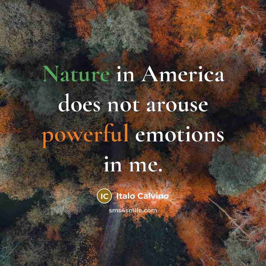 “Nature in America does not arouse powerful emotions in me.…” quote by Italo Calvino