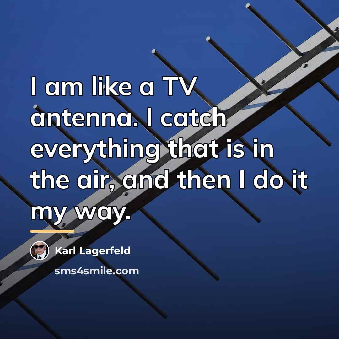 “I am like a TV antenna. I catch everything that…” quote by Karl Lagerfeld