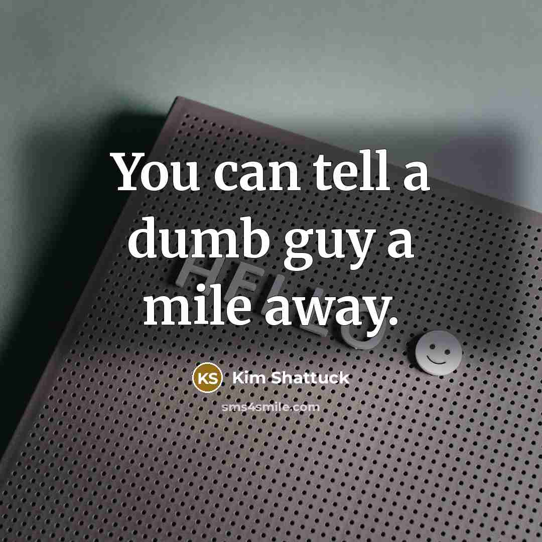“You can tell a dumb guy a mile away.…” quote by Kim Shattuck