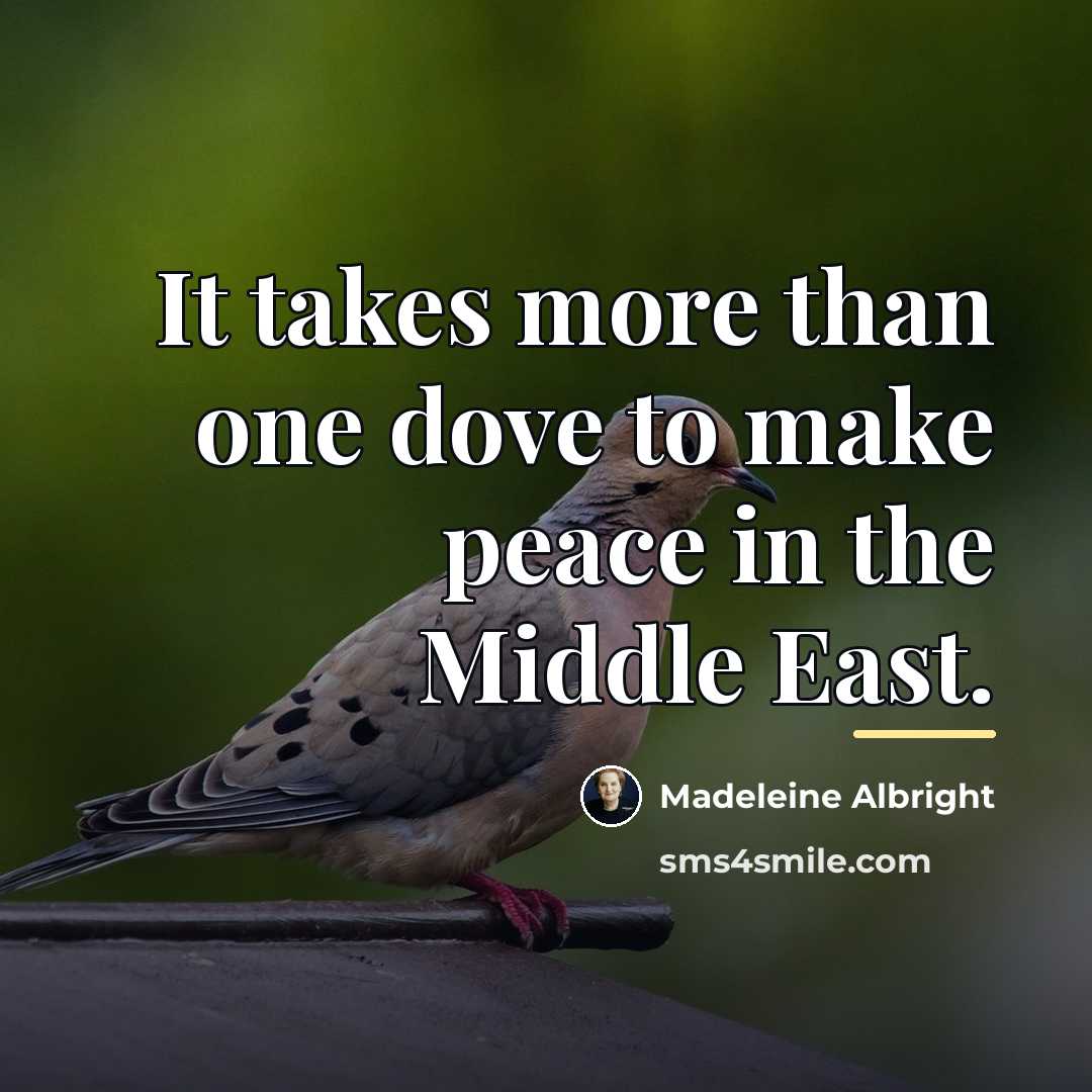 “It takes more than one dove to make peace in…” quote by Madeleine Albright