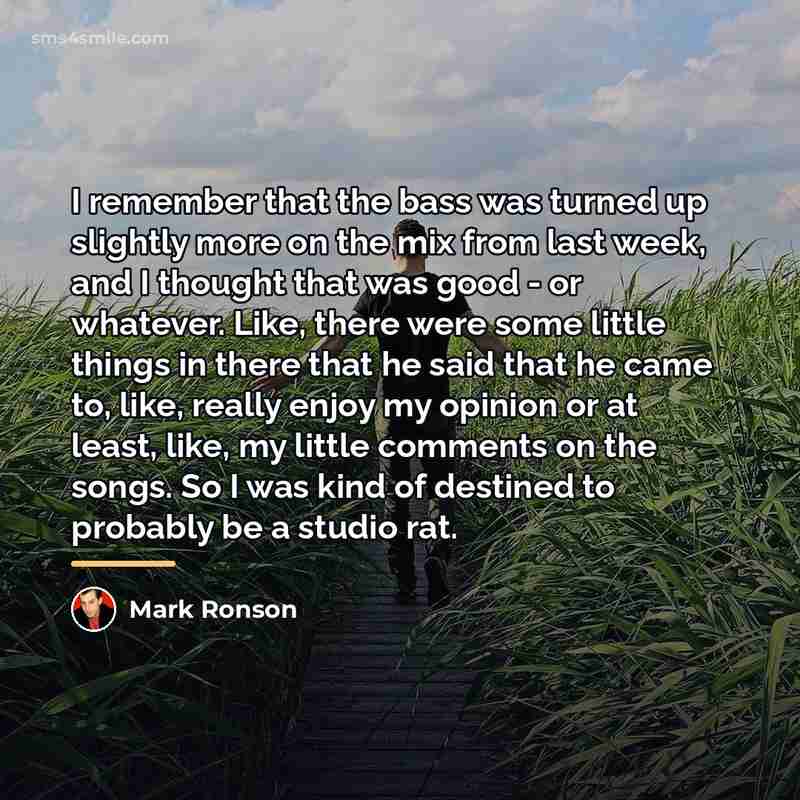 “I remember that the bass was turned up slightly more…” quote by Mark Ronson