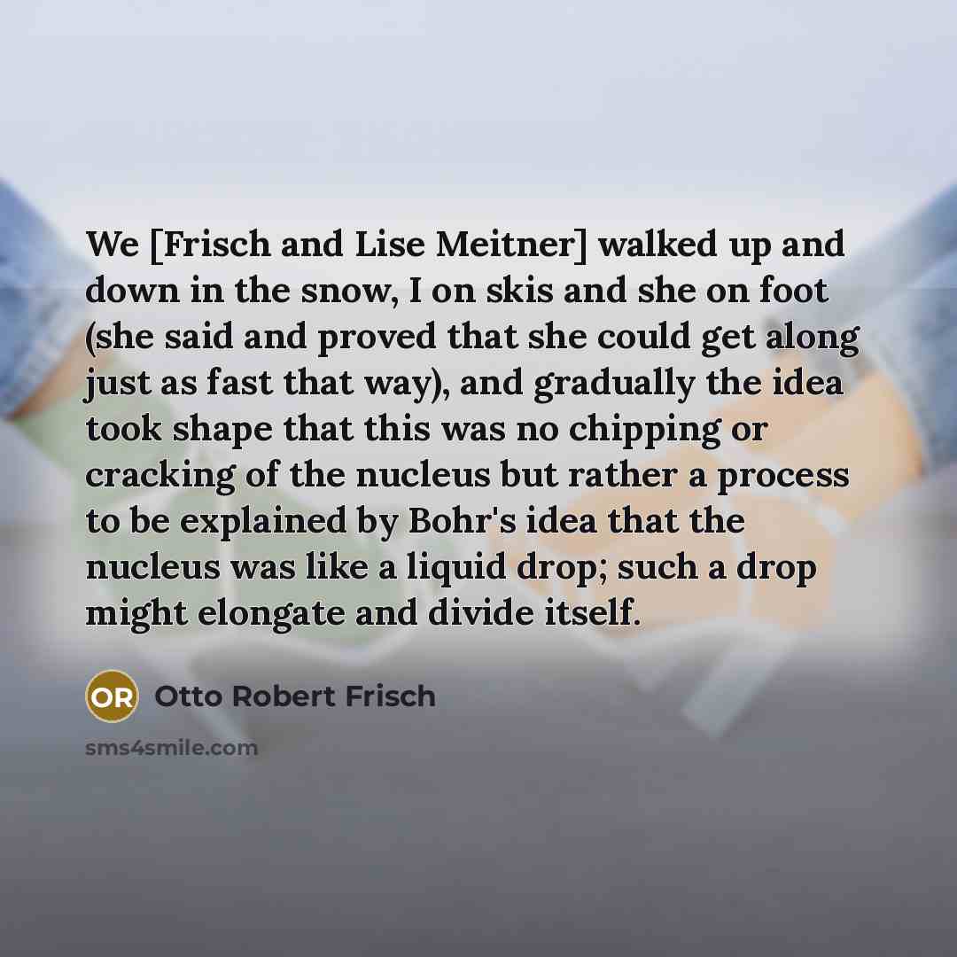 “We [Frisch and Lise Meitner] walked up and down in…” quote by Otto Robert Frisch