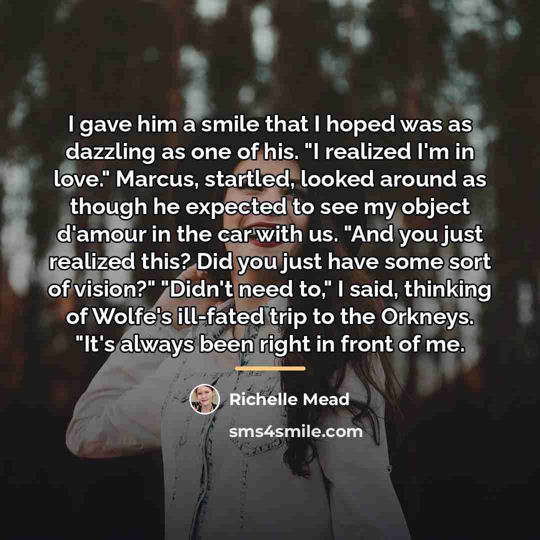 “I gave him a smile that I hoped was as…” quote by Richelle Mead