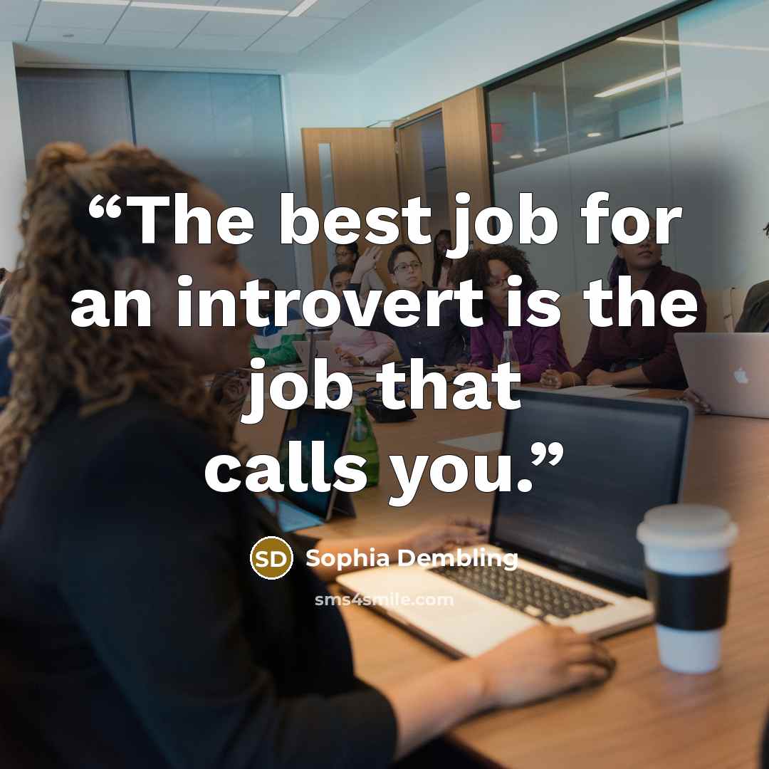 “The best job for an introvert is the job that calls you.” quote by Sophia Dembling