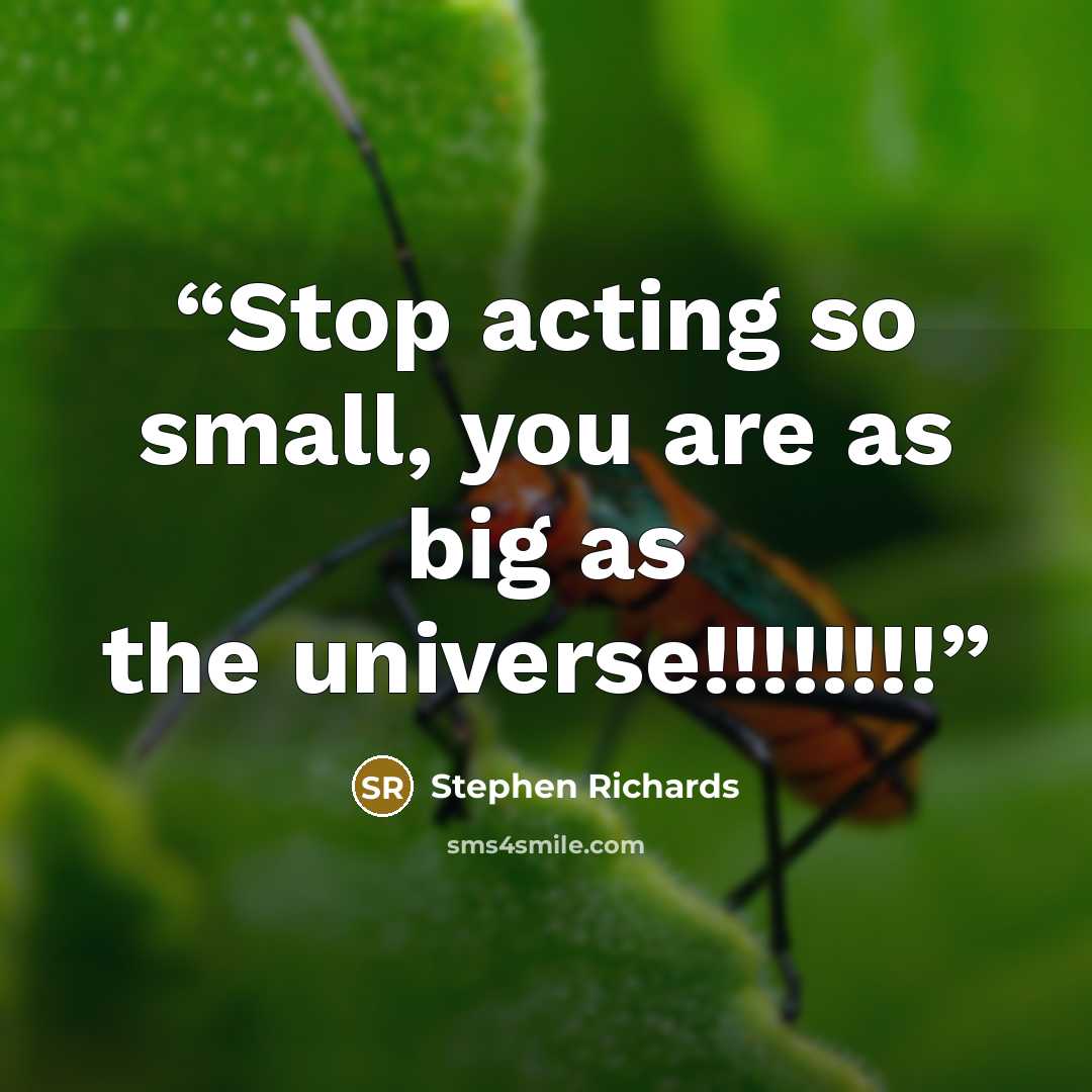 “Stop acting so small, you are as big as the universe!!!!!!!!” quote by Stephen Richards