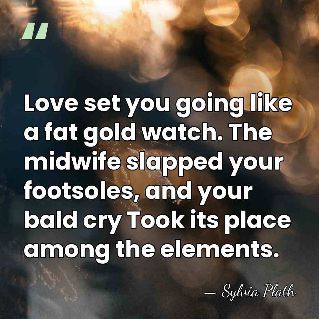 Love set you going like a fat gold watch. The midwife slapped&hellip; - Sylvia Plath
