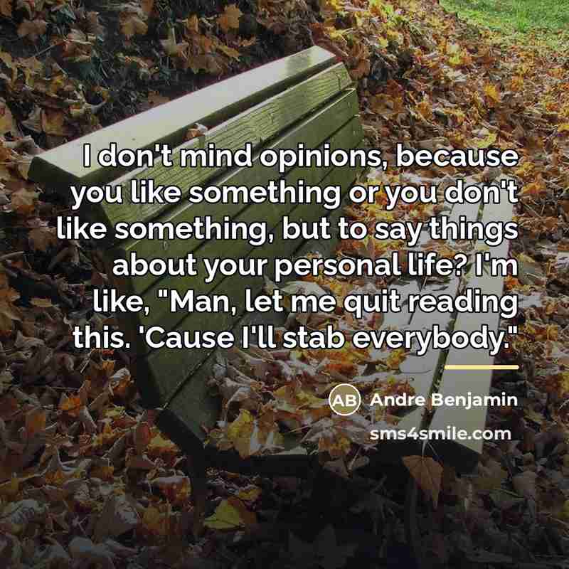 “I don't mind opinions, because you like something or you…” quote by Andre Benjamin