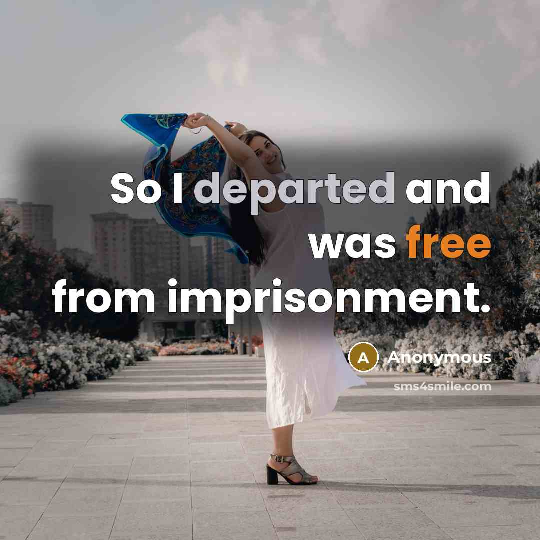 “So I departed and was free from imprisonment.” quote by Anonymous