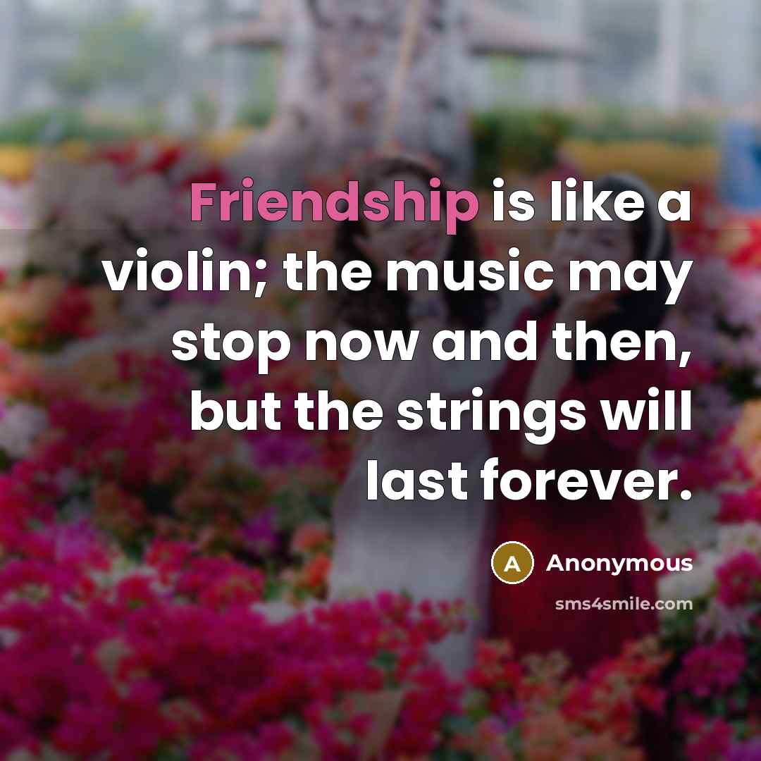 “Friendship is like a violin; the music may stop now…” quote by Anonymous