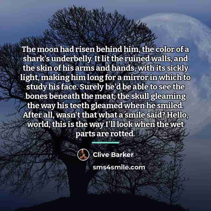 “The moon had risen behind him, the color of a…” quote by Clive Barker
