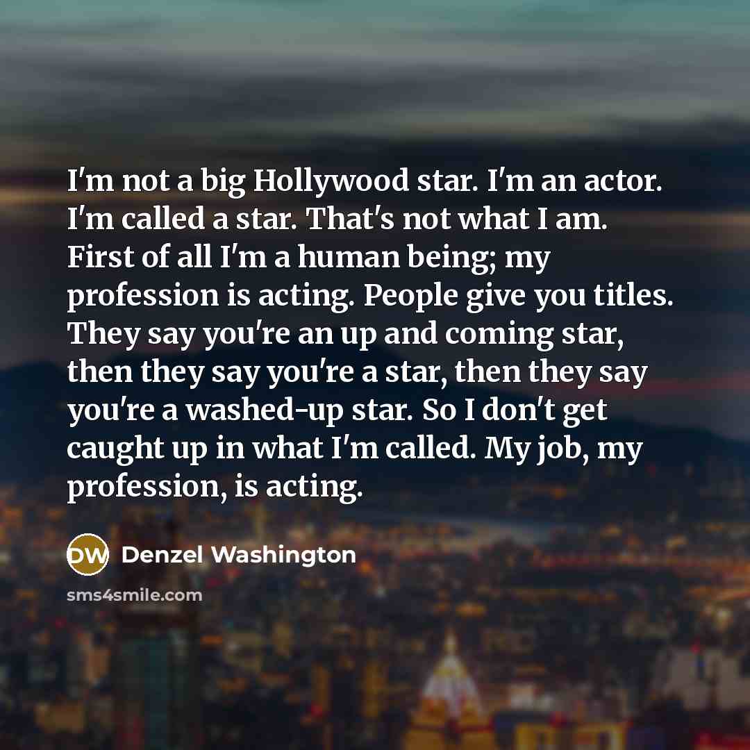 “I'm not a big Hollywood star. I'm an actor. I'm…” quote by Denzel Washington