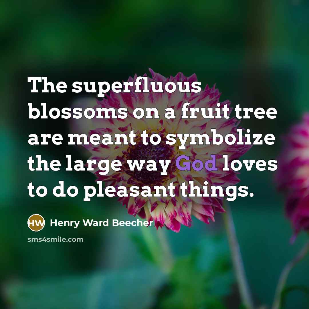 “The superfluous blossoms on a fruit tree are meant to…” quote by Henry Ward Beecher