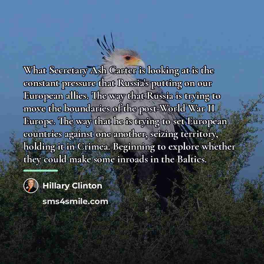 “What Secretary Ash Carter is looking at is the constant…” quote by Hillary Clinton