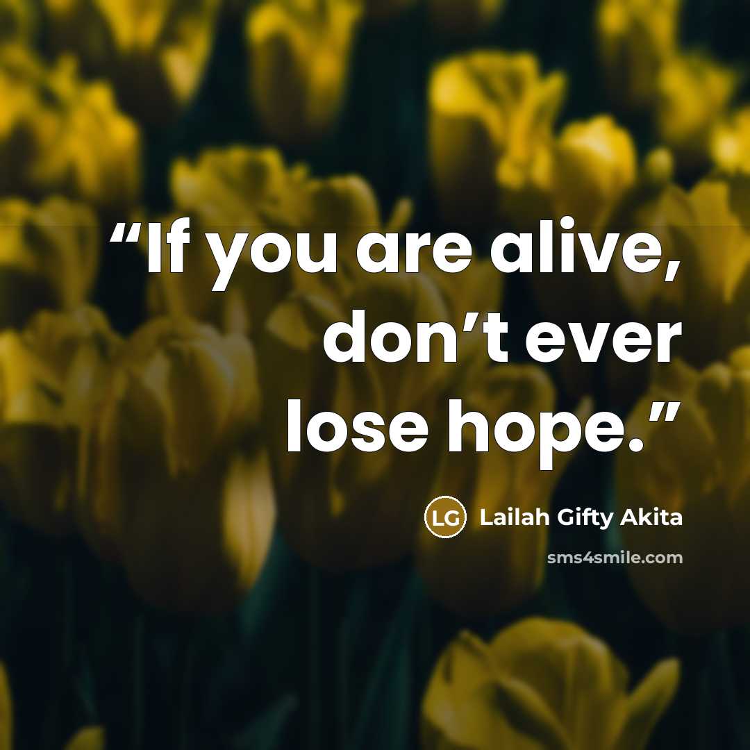 “If you are alive, don’t ever lose hope.” quote by Lailah Gifty Akita