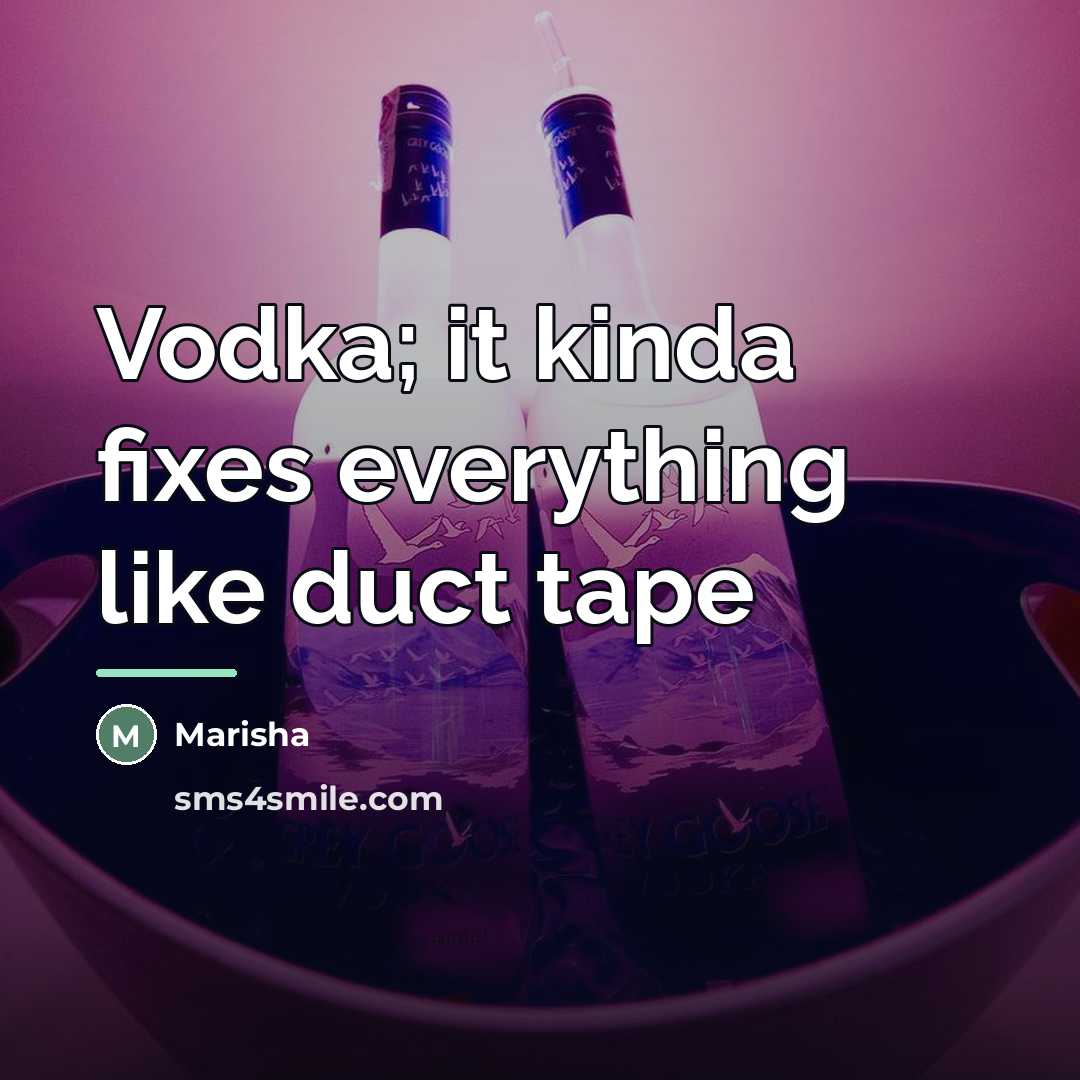 “Vodka; it kinda fixes everything like duct tape…” quote by Marisha