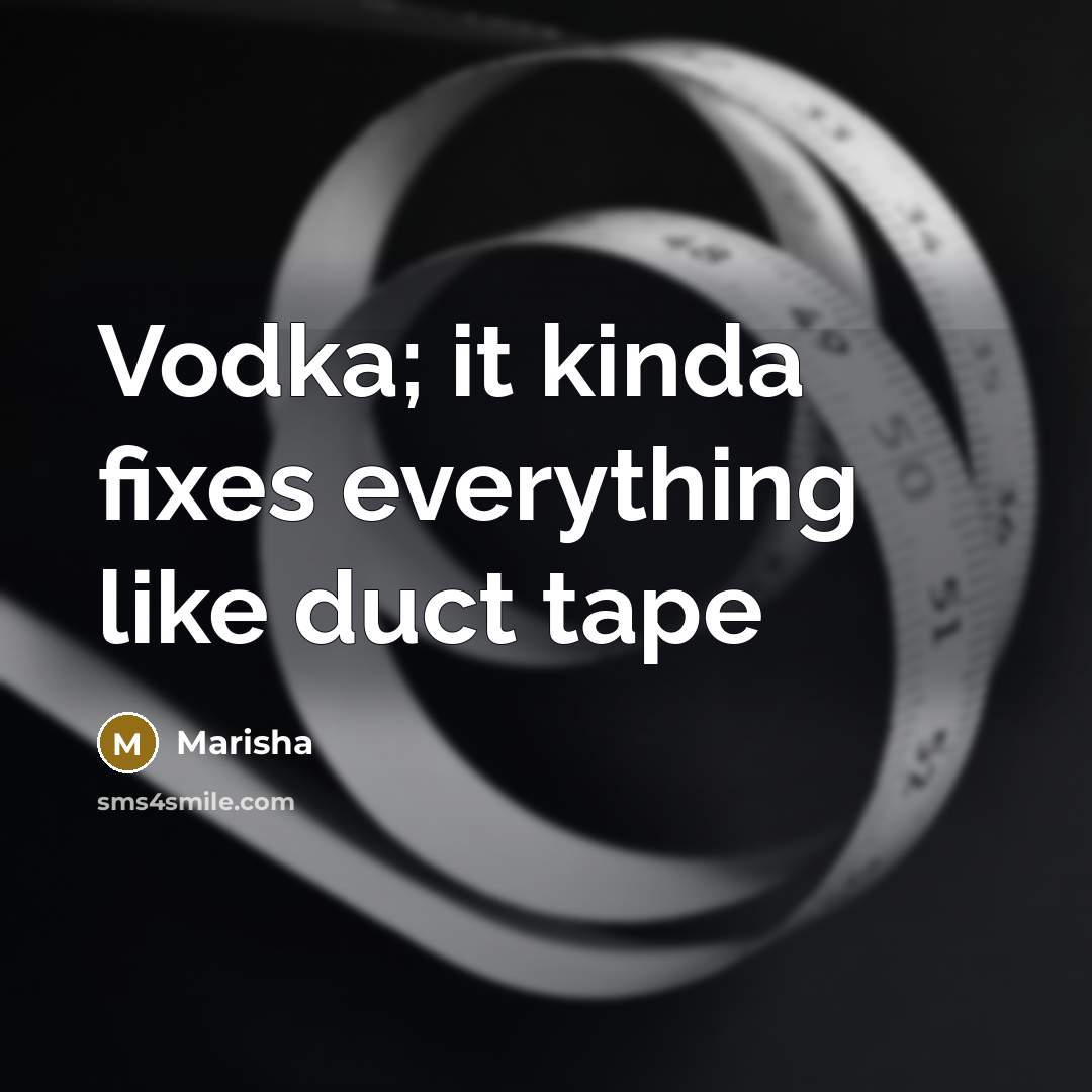 “Vodka; it kinda fixes everything like duct tape” quote by Marisha