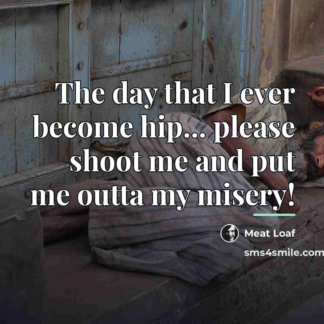 “The day that I ever become hip... please shoot me…” quote by Meat Loaf
