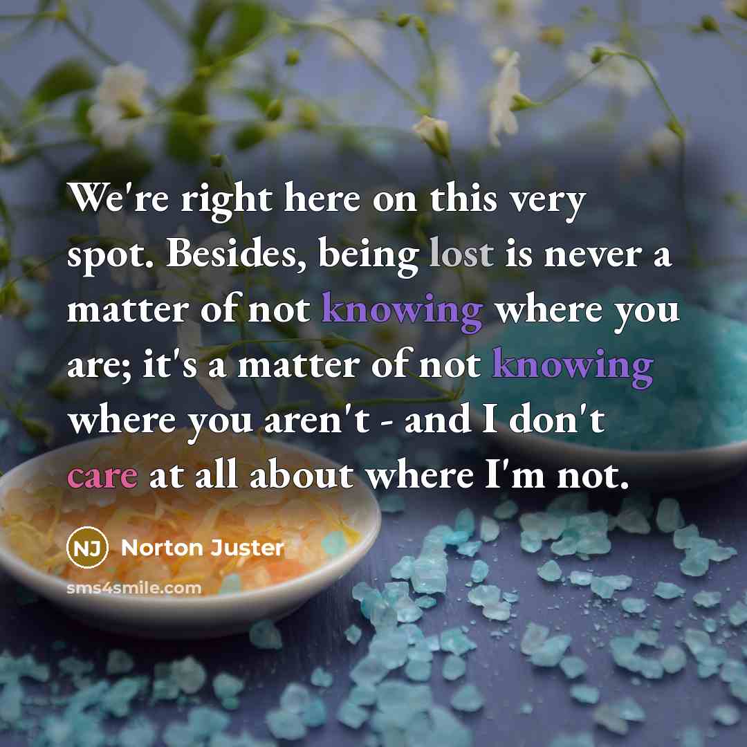 “We're right here on this very spot. Besides, being lost…” quote by Norton Juster