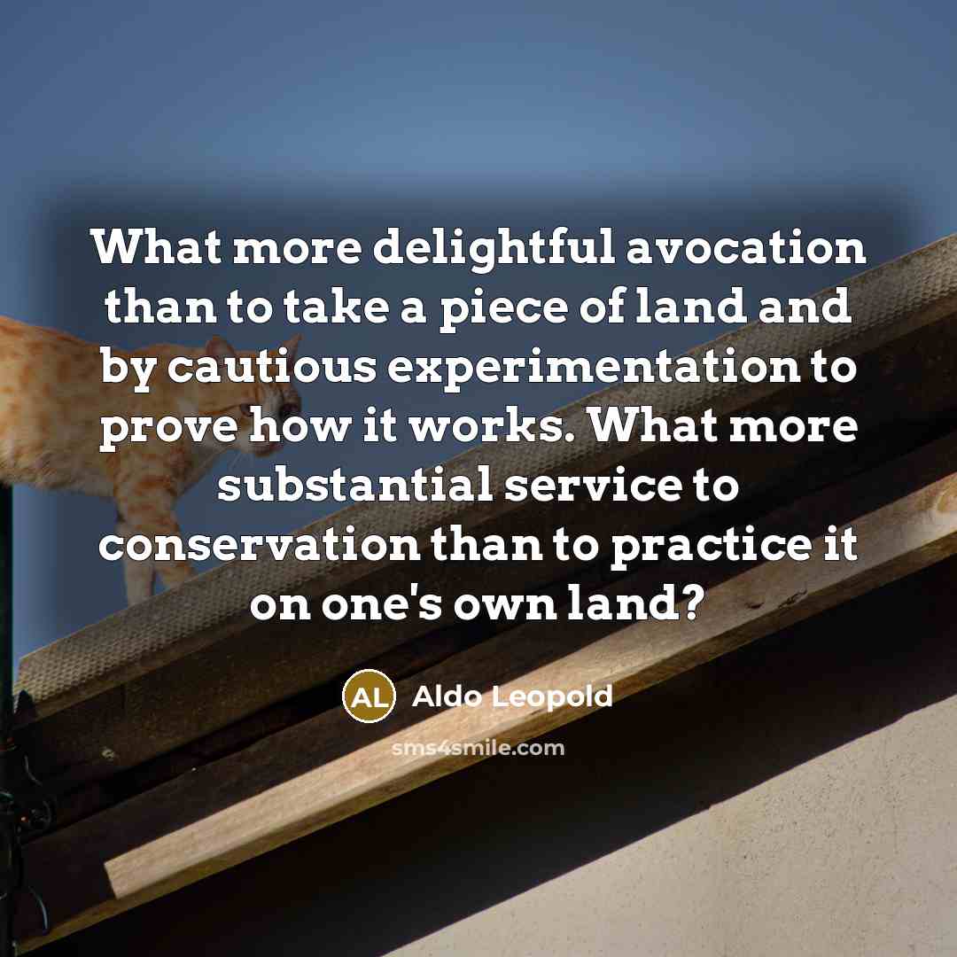 “What more delightful avocation than to take a piece of…” quote by Aldo Leopold