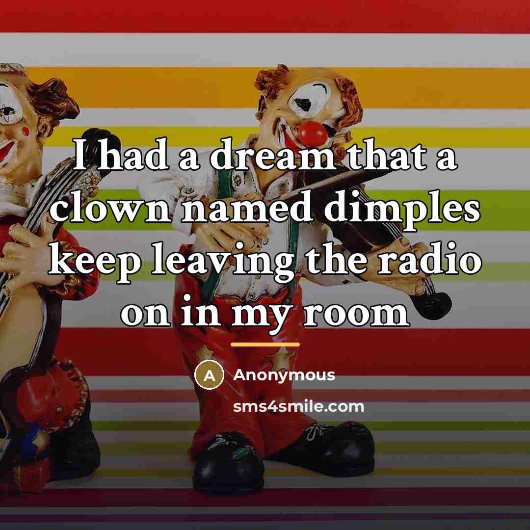 “I had a dream that a clown named dimples keep…” quote by Anonymous
