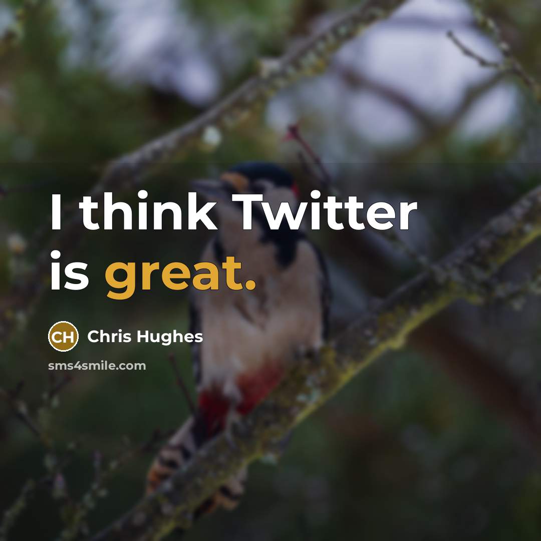 “I think Twitter is great.” quote by Chris Hughes