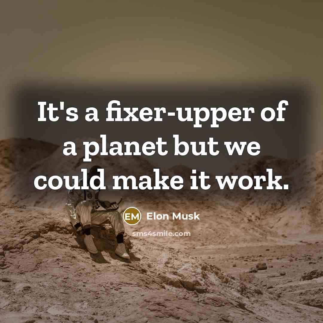 “It's a fixer-upper of a planet but we could make it work.” quote by Elon Musk