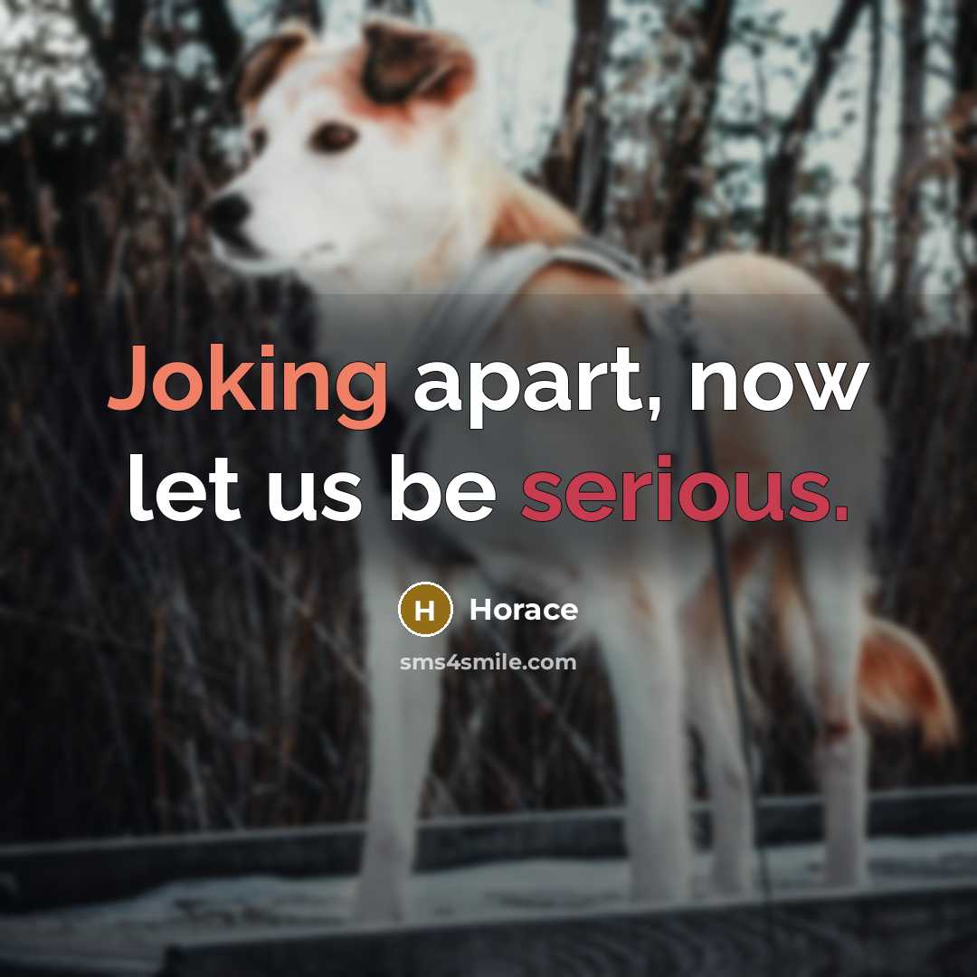 “Joking apart, now let us be serious.” quote by Horace