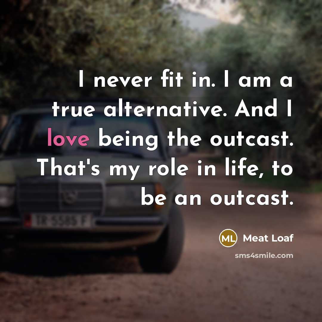 “I never fit in. I am a true alternative. And…” quote by Meat Loaf