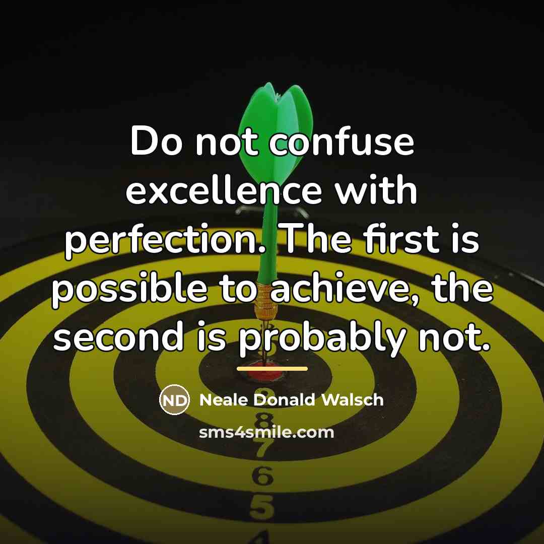 “Do not confuse excellence with perfection. The first is possible…” quote by Neale Donald Walsch